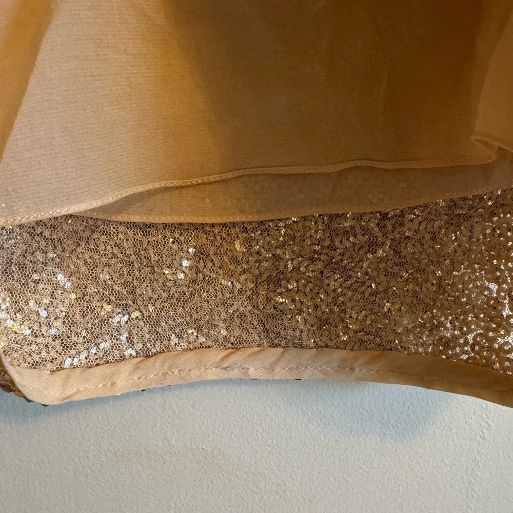 Alice + Olivia Metallic Gold Sequin Sleeveless Mini Dress Scoop Neck - Picture 6 of 11